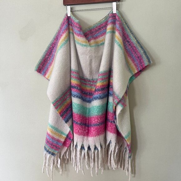 Free People Blanket Fringe Stripe Ultra Soft Boho Throw $78 NWT Tassel Cozy - Picture 1 of 7